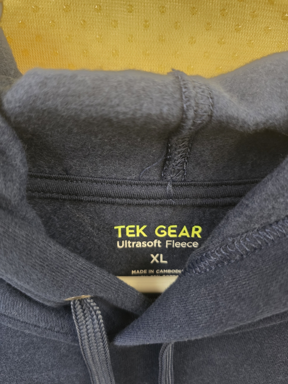 tek gear Men's Ultrasoft Fleece Hoodie in Dark Gray with Neon Yellow Logo